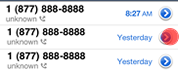 Figure 2. blue circle with an arrow used to indicate more actions in the iPhone Contacts app. Screenshot