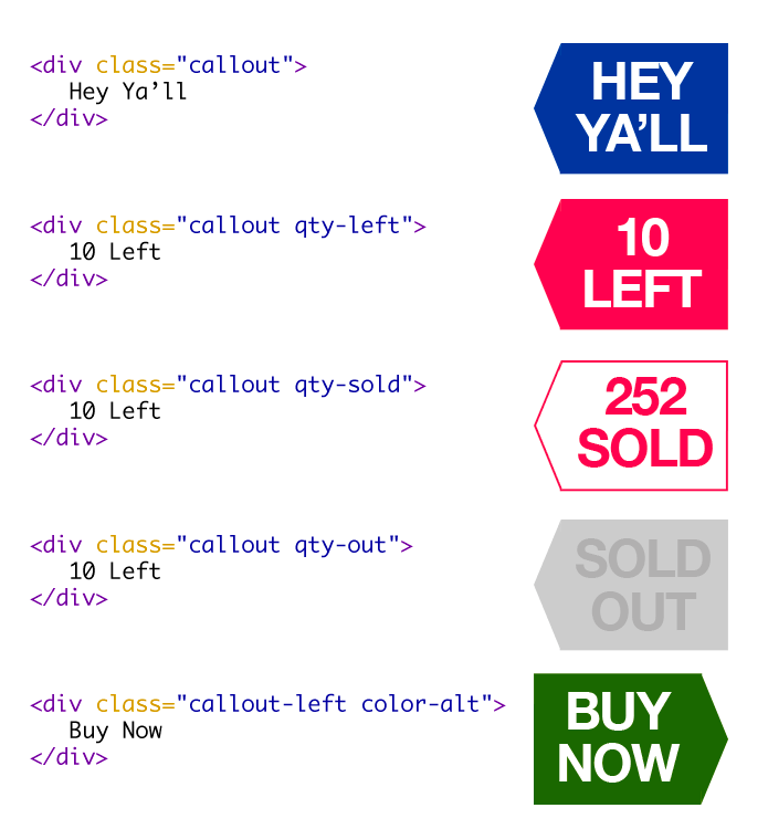 These callouts have options that allow for easily creating different styles.